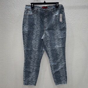 Jennifer Lopez Blue Snake Print Ankle Jeans